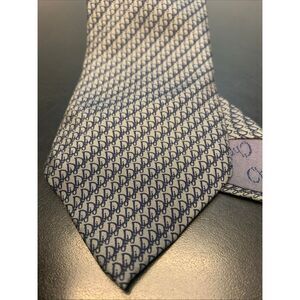 CHRISTIAN DIOR Men’s Necktie 100% Silk Monogram Trotter Tie Logo Rare Vintage
